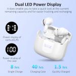 Wireless Earbuds, Bluetooth 5.3 Headphones 2025 NEW Ear Buds 40H Bass Stereo in-Ear Earphones ENC Noise Cancelling Earbuds with 4 HD Mic, USB-C LED Display IP7 Waterproof Sport Headset for Android iOS