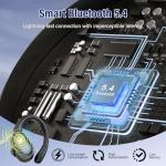 Qecnato Wireless Earbuds Bluetooth 5.4 Headphones 75H Stereo Deep Bass Sports Over Ear Buds with Earhooks, LED Display Bluetooth Earbuds with 4 ENC Mic, IP7 Waterproof Earphone for Running, Black