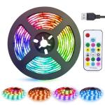 abtong LED Strips Lights USB Powered RGB Rainbow Chasing LED Lights Strip LED TV Backlight Strip with 17-Key RF Remote Color Changing Strip Lights Waterproof IP65 LED Rope Lights LED Lights 2M 6.54FT