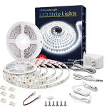 Led Strip Lights 32.8ft White Dimmable Led Light Strip Flexible Rope Lights Kits with 12v Etl Power Supply, Adhesive Clips, Dimmer Switch and Connectors for Indoor Decor