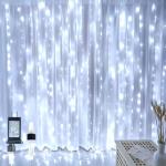 HEYFUNi 304 LED Curtain Lights Outdoor, 9.8Ft*9.8Ft Hanging String Lights Plug in with 8 Modes, Connectable Curtain Fairy Lights for Bedroom, Dorm, Christmas, Wall, Backdrop, Wedding Decor, White