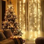 FUNPENY Window Curtain String Lights, 300 LED 8 Lighting Modes Fairy Lights USB Powered, Waterproof Lights for Christmas Bedroom Party Wedding Home Garden Wall Decorations, Warm White