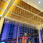 GTSYDING LED Icicle Lights, 96 LEDs 13FT 8 Modes Window Curtain Extendable Fairy Christmas Ceiling Dangling Hanging Twinkle Memory Lights for Party Decorations Outdoor Indoor (Warm White, 4M)