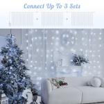 HEYFUNi 304 LED Curtain Lights Outdoor, 9.8Ft*9.8Ft Hanging String Lights Plug in with 8 Modes, Connectable Curtain Fairy Lights for Bedroom, Dorm, Christmas, Wall, Backdrop, Wedding Decor, White