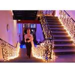 GTSYDING LED Icicle Lights, 96 LEDs 13FT 8 Modes Window Curtain Extendable Fairy Christmas Ceiling Dangling Hanging Twinkle Memory Lights for Party Decorations Outdoor Indoor (Warm White, 4M)