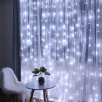HEYFUNi 304 LED Curtain Lights Outdoor, 9.8Ft*9.8Ft Hanging String Lights Plug in with 8 Modes, Connectable Curtain Fairy Lights for Bedroom, Dorm, Christmas, Wall, Backdrop, Wedding Decor, White