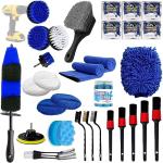Cuoreca 31pcs Car Detailing Kit Interior and Exterior Cleaner, Car Cleaning Kit with Professional Car Detailing Brush Set, Car Wash Kit and Auto Detailing Kit. Reusable, Perfect for Cars and Bikes