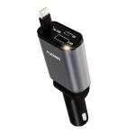 Flexino 【Ultra-Slim】 Retractable Car Charger for iPhone 16, 57W Fast Charging Car Chargers, USB C Car Charger Adaptor, Cigarette Lighter Adapter for iPhone 16/15 Series, Galaxy, Pixel, Grey