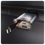 Flexino 【Ultra-Slim】 Retractable Car Charger for iPhone 16, 57W Fast Charging Car Chargers, USB C Car Charger Adaptor, Cigarette Lighter Adapter for iPhone 16/15 Series, Galaxy, Pixel, Grey