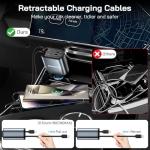 [2 Pack] Retractable Car Charger 4 in 1 Fast Car Phone Charger 69W, USB C Car Truck Accessories Adapter with 2X Retractable Charger Cords and 2X USB Ports for i Phone 17/16/15/14, for Samsung S25/S24
