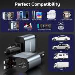 [2 Pack] Retractable Car Charger 4 in 1 Fast Car Phone Charger 69W, USB C Car Truck Accessories Adapter with 2X Retractable Charger Cords and 2X USB Ports for i Phone 17/16/15/14, for Samsung S25/S24