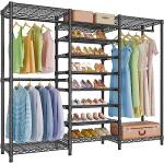 VIPEK S3 Heavy Duty Garment Rack Freestanding Clothes Rack Closet Storage Organizer Large Wardrobe with 6-Tier Shoe Rack, Hanging Rod, Adjustable Shelf, 68.9" L x 15.7" W x 76.4" H, Black