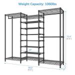 VIPEK S3 Heavy Duty Garment Rack Freestanding Clothes Rack Closet Storage Organizer Large Wardrobe with 6-Tier Shoe Rack, Hanging Rod, Adjustable Shelf, 68.9" L x 15.7" W x 76.4" H, Black