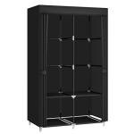 MOGELAFOO Portable Closet Wardrobe for Small Room, 35-Inch Clothing Organizer Storage Rack with 2 Clothes Hanging Rods and 4 Shelves, Non-Woven Fabric Cover, Black