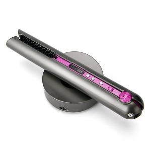 Flat Iron Cordless, Mini Hair Straightener and Curler for On The Go, Portable Travel Size USB-C Rechargeable Dual Voltage Straightening Iron for Thin Straight Fine Hair with Charging Dock (Black)