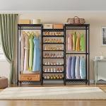VIPEK S3 Heavy Duty Garment Rack Freestanding Clothes Rack Closet Storage Organizer Large Wardrobe with 6-Tier Shoe Rack, Hanging Rod, Adjustable Shelf, 68.9" L x 15.7" W x 76.4" H, Black