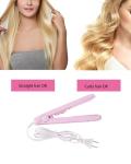 Mini Hair Curler Mini Hair Straightener, Hairstyling Iron Heating Curler,Flat Iron Hair Straightener for Travel Flat Iron Dormitory or Home (Pink)