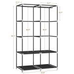 MOGELAFOO Portable Closet Wardrobe for Small Room, 35-Inch Clothing Organizer Storage Rack with 2 Clothes Hanging Rods and 4 Shelves, Non-Woven Fabric Cover, Black