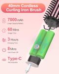 Portable Curling Iron, Bestauty 1.5" Cordless Hair Curler, 2 in 1 Travel Hair Curler & Hair Straightener Brush, Quick Heating 4 Adjustable Temperature 300°F-410°F for Curl/Smooth/Fluffy/Flip-Out Pink