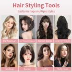 Portable Curling Iron, Bestauty 1.5" Cordless Hair Curler, 2 in 1 Travel Hair Curler & Hair Straightener Brush, Quick Heating 4 Adjustable Temperature 300°F-410°F for Curl/Smooth/Fluffy/Flip-Out Pink