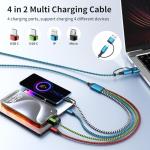 Travle USB A/C 4 in 2 Charging Cable,Dual Type C Mulit Charging Cable, Universal Charging Cables for All Devices,Christmas Phone Charger for iPhone Series/Samsung/Tablets/PS