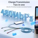 Travle USB A/C 4 in 2 Charging Cable,Dual Type C Mulit Charging Cable, Universal Charging Cables for All Devices,Christmas Phone Charger for iPhone Series/Samsung/Tablets/PS