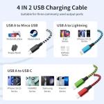 Travle USB A/C 4 in 2 Charging Cable,Dual Type C Mulit Charging Cable, Universal Charging Cables for All Devices,Christmas Phone Charger for iPhone Series/Samsung/Tablets/PS