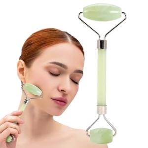 Jade Roller - Face Roller - Gua Sha Facial Tools, Jade Rollers for Face, Skin Care Kit for Men Women, Guasha Tools for Faces, Facial Care Reduces Under-Eye Puffiness and Dark Circles