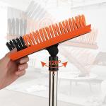 2 in 1 Floor Scrub Brush Grout Brush with 57.8" Long Handle,120°Rotatable Shower Tile Grout Cleaner Scrubber,V-Shaped Corner Brush for Hard to Reach Areas (Orange)