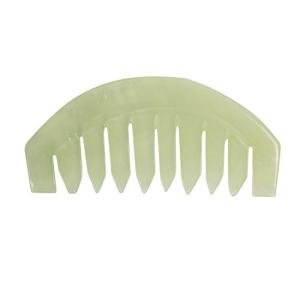 Janedream Jade Stone Gua Sha Comb Traditional Massage Tools for Scalp Head Hair Facial Manual Scalp Massagers with Acupuncture Head Therapy Trigger Point Treatment