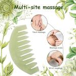 Janedream Jade Stone Gua Sha Comb Traditional Massage Tools for Scalp Head Hair Facial Manual Scalp Massagers with Acupuncture Head Therapy Trigger Point Treatment
