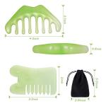Geiserailie 2 Pcs Jade Combs Massage Stone Hair Gua Sha Scraping Scalp Comb Facial Massage Tool Multifunctional Handheld Head Tools Head Caring Therapy Christmas Gift for Women(Mixed Style)