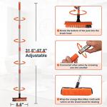 2 in 1 Floor Scrub Brush Grout Brush with 57.8" Long Handle,120°Rotatable Shower Tile Grout Cleaner Scrubber,V-Shaped Corner Brush for Hard to Reach Areas (Orange)
