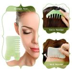 Geiserailie 2 Pcs Jade Combs Massage Stone Hair Gua Sha Scraping Scalp Comb Facial Massage Tool Multifunctional Handheld Head Tools Head Caring Therapy Christmas Gift for Women(Mixed Style)