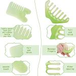 Geiserailie 2 Pcs Jade Combs Massage Stone Hair Gua Sha Scraping Scalp Comb Facial Massage Tool Multifunctional Handheld Head Tools Head Caring Therapy Christmas Gift for Women(Mixed Style)