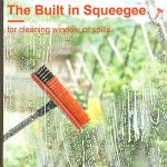 2 in 1 Floor Scrub Brush Grout Brush with 57.8" Long Handle,120°Rotatable Shower Tile Grout Cleaner Scrubber,V-Shaped Corner Brush for Hard to Reach Areas (Orange)