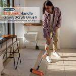 2 in 1 Floor Scrub Brush Grout Brush with 57.8" Long Handle,120°Rotatable Shower Tile Grout Cleaner Scrubber,V-Shaped Corner Brush for Hard to Reach Areas (Orange)
