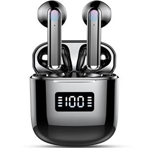 Wireless Earbuds, Wireless Headphones Bluetooth 5.3 Earbuds with 4 Mics, 2025 Bluetooth Headphones In Ear Buds Sport, IP7 Waterproof ENC Noise Cancelling Earphones, HiFi Stereo, LED Display, Black