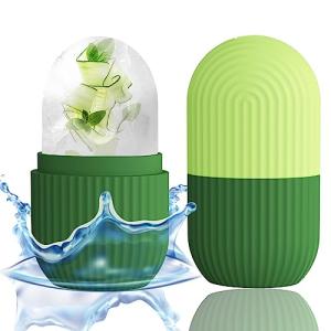 XHJRI Ice Roller Massager for Face, Eyes and Neck - Naturally Condition Skin, De-Puff Eye Bags, Reduce Migraine Pain - Reusable Silicone Ice Mold (Green)