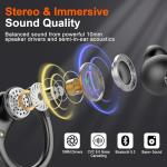 Ltinist Wireless Earbud, Bluetooth 5.3 Headphones Pure Bass Sound with Earhooks, 75H Battery Over Ear Headphones with Dual-LED Display, IP7 Waterproof Earphones Built-in Microphone for Running Sports