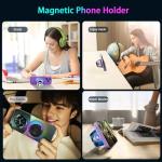 aipidmaga Magnetic Bluetooth Speaker,Wireless Induction Bluetooth Speaker,Mini Portable Cell Phone Stand for iPhone, Lanyard & RGB Night Light,or Home,Outdoors,Pool,Birthday Gift (Black-1PCS)