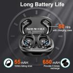 Ltinist Wireless Earbud, Bluetooth 5.3 Headphones Pure Bass Sound with Earhooks, 75H Battery Over Ear Headphones with Dual-LED Display, IP7 Waterproof Earphones Built-in Microphone for Running Sports