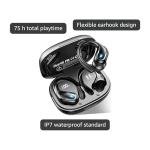 Ltinist Wireless Earbud, Bluetooth 5.3 Headphones Pure Bass Sound with Earhooks, 75H Battery Over Ear Headphones with Dual-LED Display, IP7 Waterproof Earphones Built-in Microphone for Running Sports