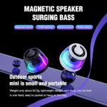 aipidmaga Magnetic Bluetooth Speaker,Wireless Induction Bluetooth Speaker,Mini Portable Cell Phone Stand for iPhone, Lanyard & RGB Night Light,or Home,Outdoors,Pool,Birthday Gift (Black-1PCS)