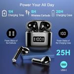 Wireless Earbuds, Wireless Headphones Bluetooth 5.3 Earbuds with 4 Mics, 2025 Bluetooth Headphones In Ear Buds Sport, IP7 Waterproof ENC Noise Cancelling Earphones, HiFi Stereo, LED Display, Black