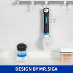 MR.SIGA Soap Dispensing Dish Brush, Kitchen Brush for Pot Pan Sink Cleaning, Black