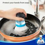 MR.SIGA Soap Dispensing Palm Brush, Kitchen Brush for Dish Pot Pan Sink Cleaning, Pack of 1, Navy/Blue