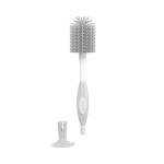 Dr. Brown's Soft Touch No Scratch Baby Bottle Cleaning Brush, Nipple Cleaner and Suction Cup Base for Easy Storage, BPA-Free, Gray