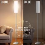 Qaubauyt Smart LED Floor Lamp with APP Control & RGB Colors - Dimmable Standing Lamp for Living Room, Bedroom, Gaming - Remote, Timer, 9W Bulb Included, 67" Modern Tall Lamp (White)