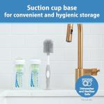 Dr. Brown's Soft Touch No Scratch Baby Bottle Cleaning Brush, Nipple Cleaner and Suction Cup Base for Easy Storage, BPA-Free, Gray